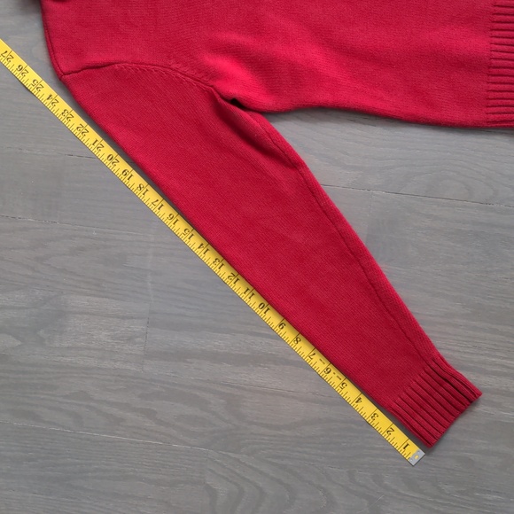 LAUREN RALPH LAUREN | 100% Cotton Sweater V-Neck Long Sleeves, Red, Womens M - Picture 11 of 11